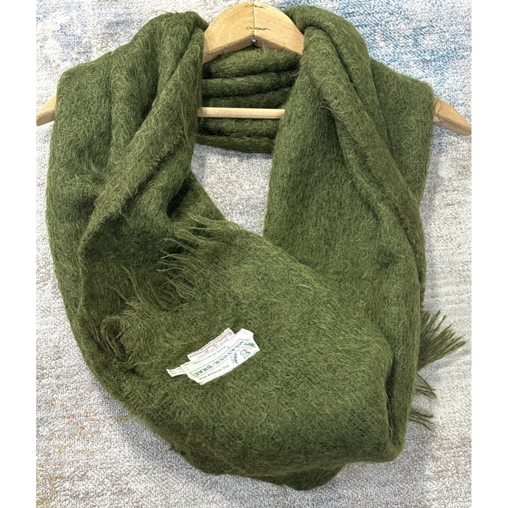 Vintage Hudson's Bay Heather-Brae All Mohair Pile Scarf Made In Scotland